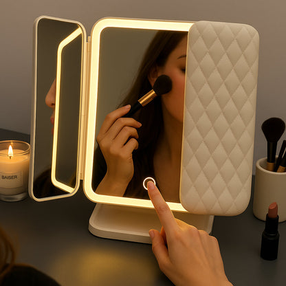 LED-make-upspiegel voor kaptafel, opvouwbaar, met 3 lichtstanden en vergroting