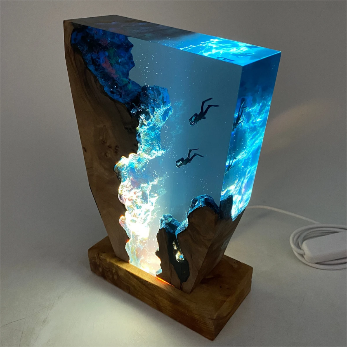Lampada Subacqueo ręcznie robiona lampa z żywicy oceanicznej z miękkim światłem ambientowym