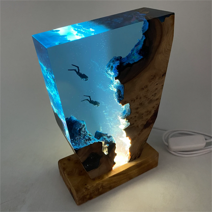 Lampada Subacqueo ręcznie robiona lampa z żywicy oceanicznej z miękkim światłem ambientowym