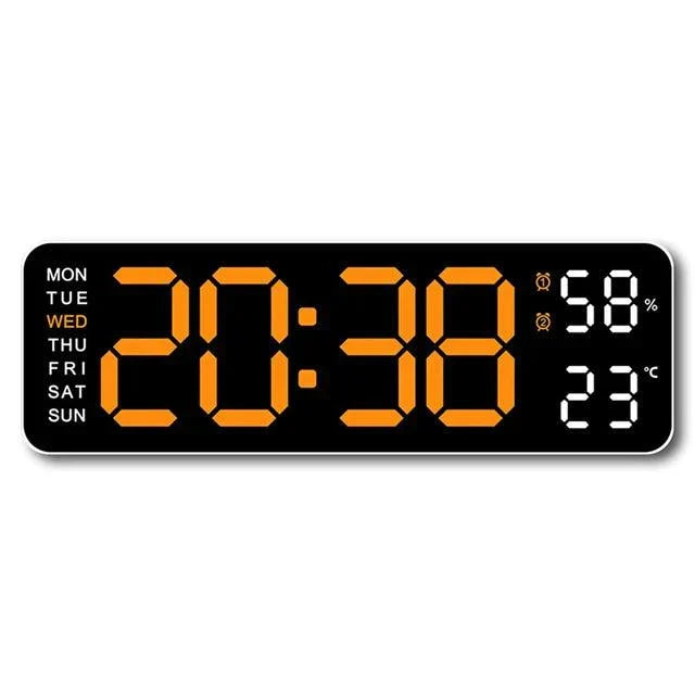 Large Digital LED Clock with Temperature Humidity Display Dual Alarm Adjustable Brightness