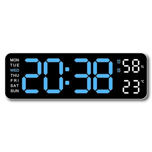 Large Digital LED Clock with Temperature Humidity Display Dual Alarm Adjustable Brightness