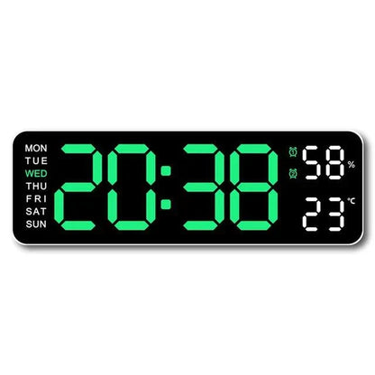 Large Digital LED Clock with Temperature Humidity Display Dual Alarm Adjustable Brightness