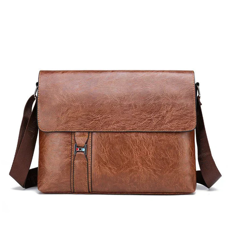 Lars grote leren schoudertas minimalistische laptoptas voor werk