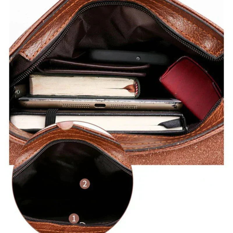 Lars grote leren schoudertas minimalistische laptoptas voor werk