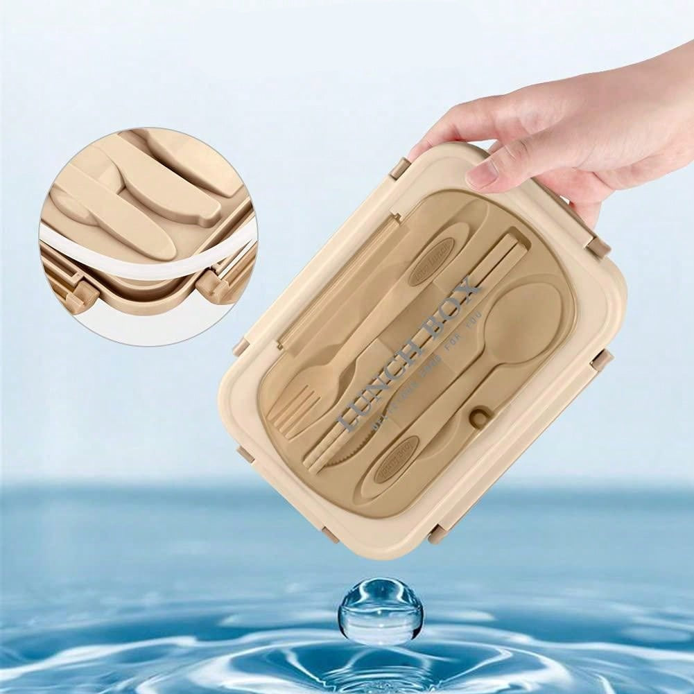 Lekvrije 1200ml Volwassen Bento Lunchbox met Bestek en 3 Compartimenten
