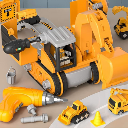 Zestaw do zabawy LittleBuilder z ciężarówką budowlaną, koparką i dźwigiem