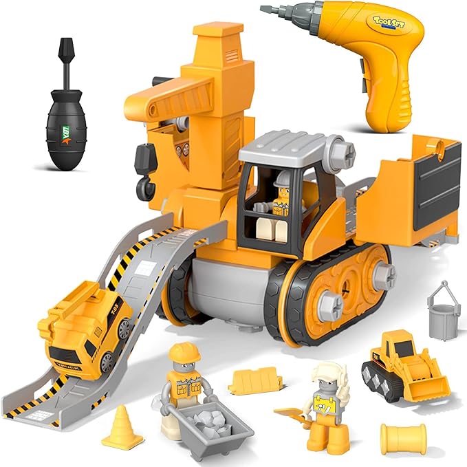 Zestaw do zabawy LittleBuilder z ciężarówką budowlaną, koparką i dźwigiem