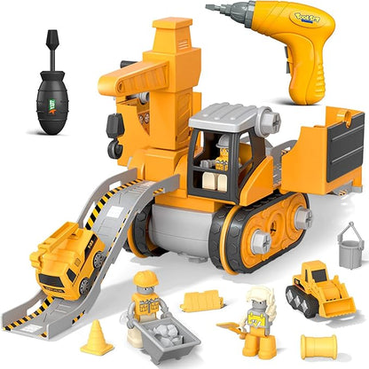 Zestaw do zabawy LittleBuilder z ciężarówką budowlaną, koparką i dźwigiem