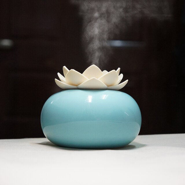 Lotiscent Ceramic Lotus Aroma Humidifier with Essential Oil Diffuser