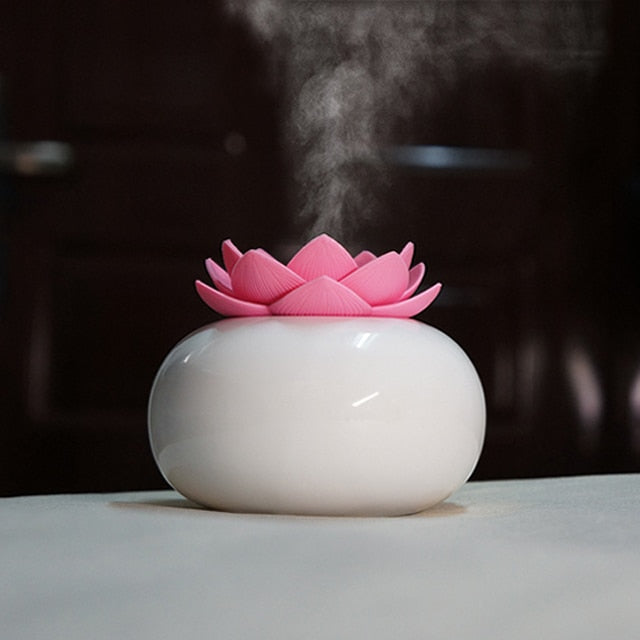Lotiscent Ceramic Lotus Aroma Humidifier with Essential Oil Diffuser