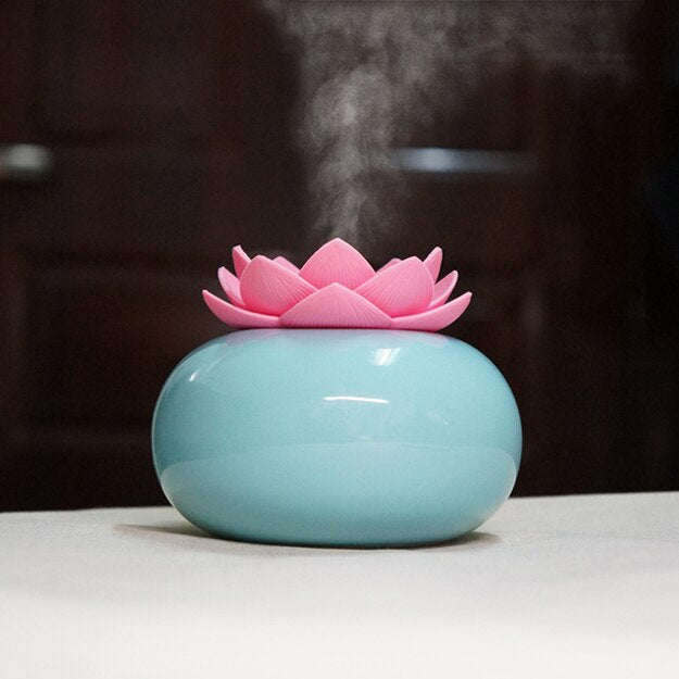 Lotiscent Ceramic Lotus Aroma Humidifier with Essential Oil Diffuser