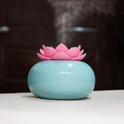 Lotiscent Ceramic Lotus Aroma Humidifier with Essential Oil Diffuser