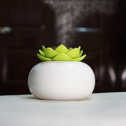 Lotiscent Ceramic Lotus Aroma Humidifier with Essential Oil Diffuser