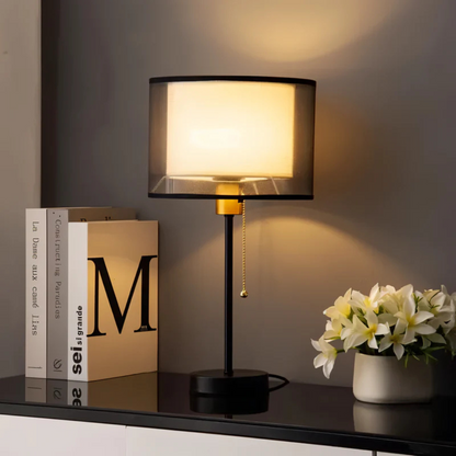 Lumis Vintage Table Lamp with Double Fabric Shade
