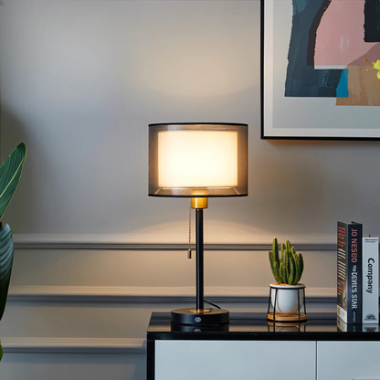 Lumis Vintage Table Lamp with Double Fabric Shade