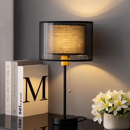 Lumis Vintage Table Lamp with Double Fabric Shade