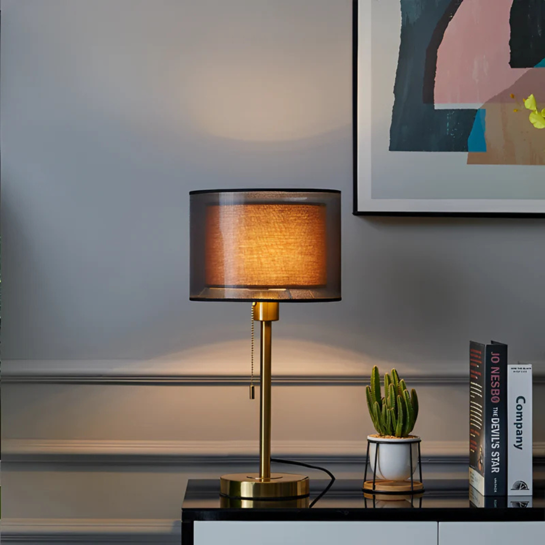 Lumis Vintage Table Lamp with Double Fabric Shade