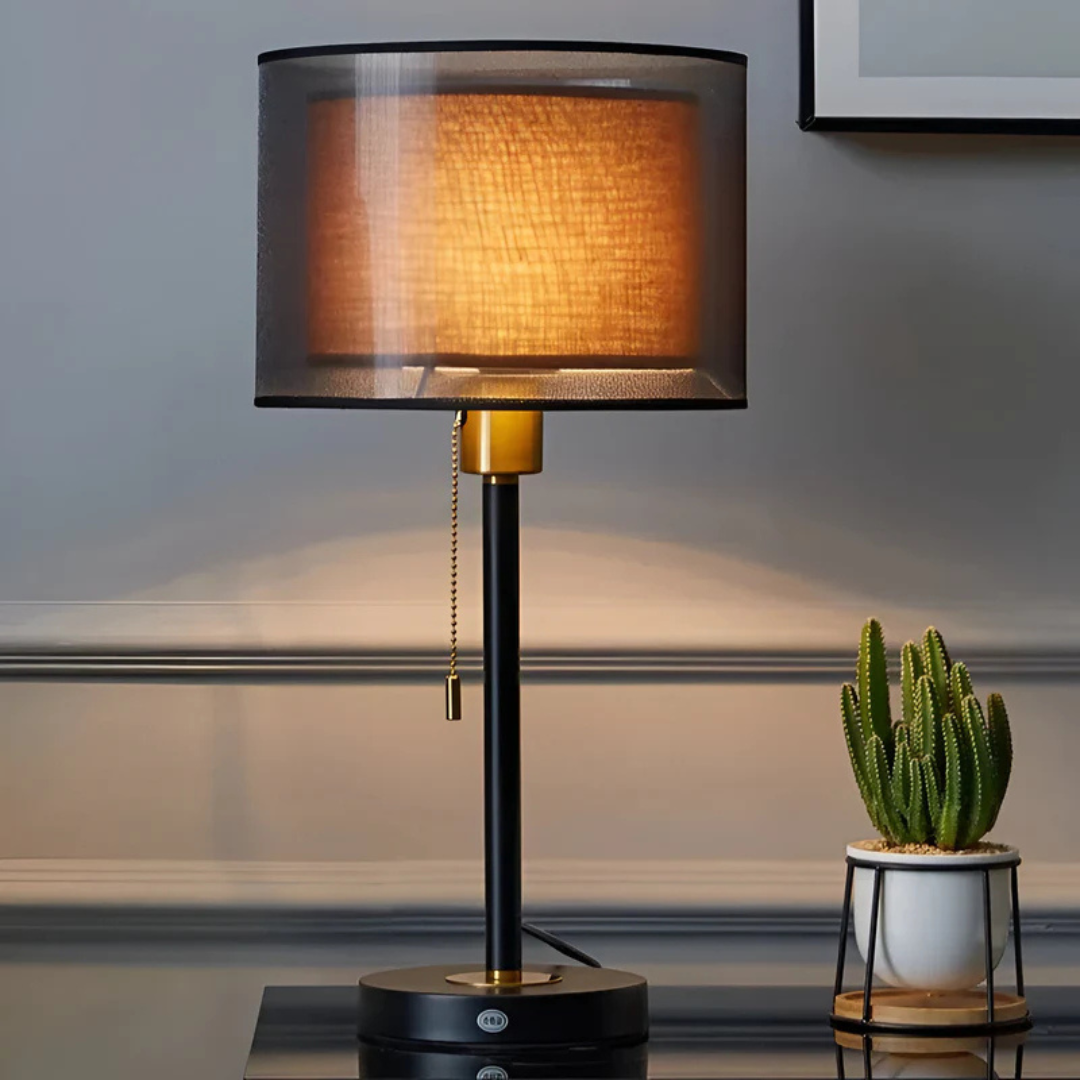 Lumis Vintage Table Lamp with Double Fabric Shade