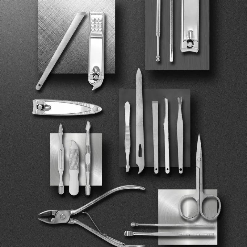 LuxeTools 19-delige manicure- en pedicureset van roestvrij staal met reisetui