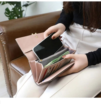 Luxe lange portemonnee clutch met kaarthouders en telefoonhouder voor dagelijkse elegantie