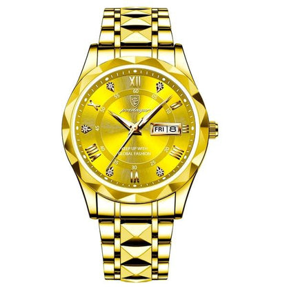 Luxury Men's Watch with Stainless Steel Band and Luminous Display