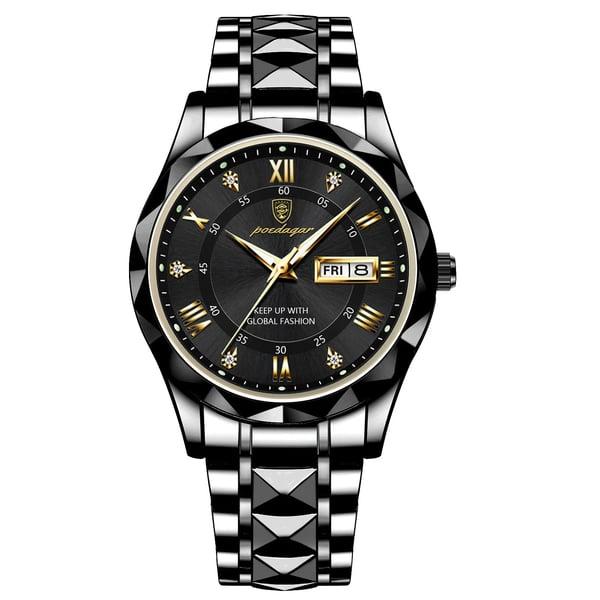 Luxury Men's Watch with Stainless Steel Band and Luminous Display