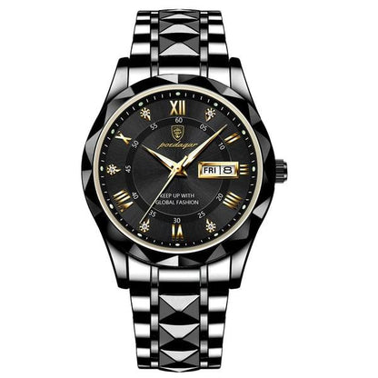 Luxury Men's Watch with Stainless Steel Band and Luminous Display