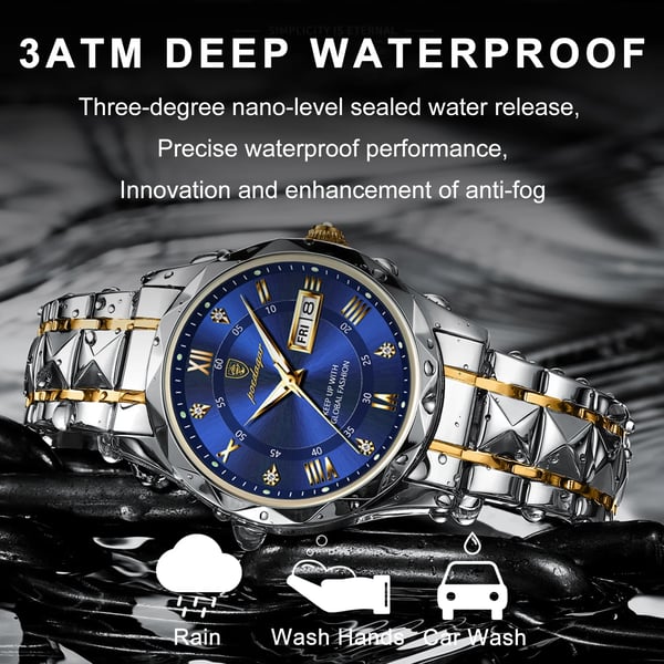 Luxury Men's Watch with Stainless Steel Band and Luminous Display