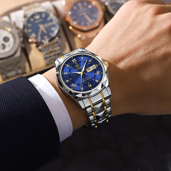 Luxury Men's Watch with Stainless Steel Band and Luminous Display