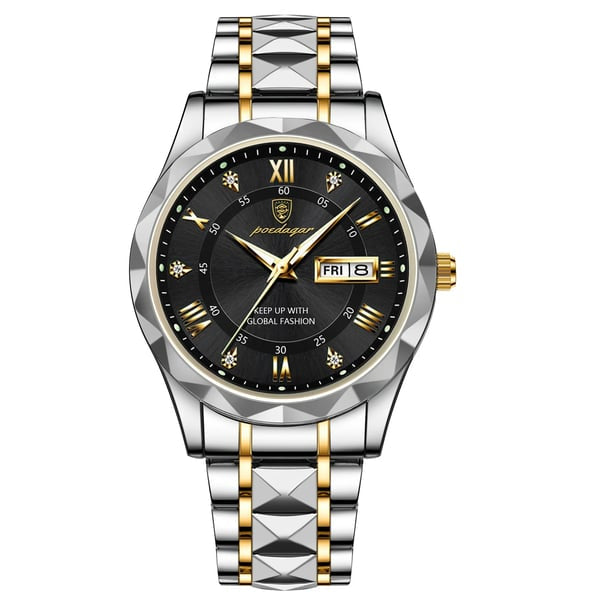 Luxury Men's Watch with Stainless Steel Band and Luminous Display