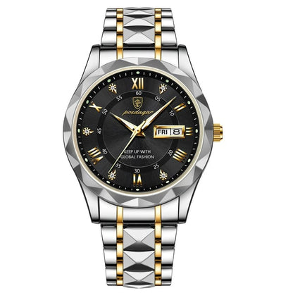 Luxury Men's Watch with Stainless Steel Band and Luminous Display