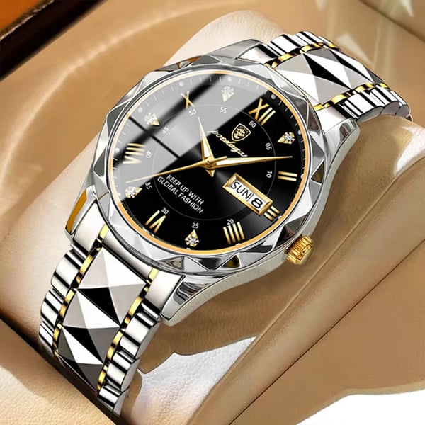 Luxury Men's Watch with Stainless Steel Band and Luminous Display