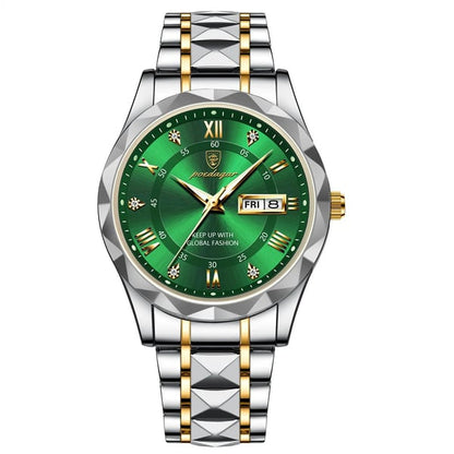 Luxury Men's Watch with Stainless Steel Band and Luminous Display