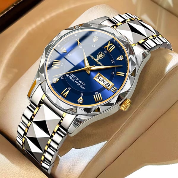 Luxury Men's Watch with Stainless Steel Band and Luminous Display