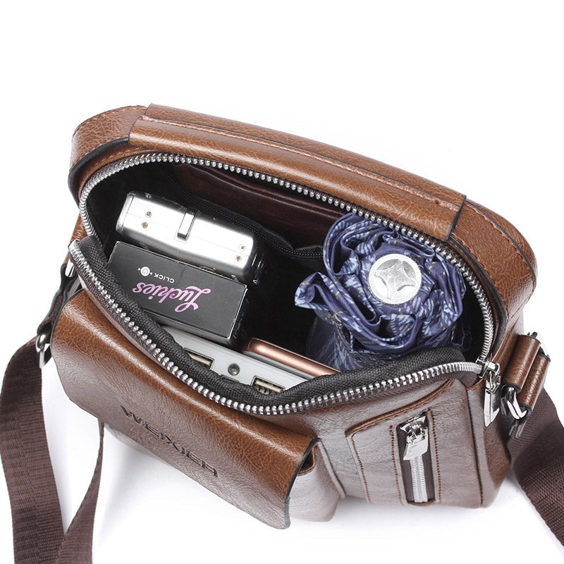 Luksus PU læder skuldertaske til mænd crossbody skuldertaske