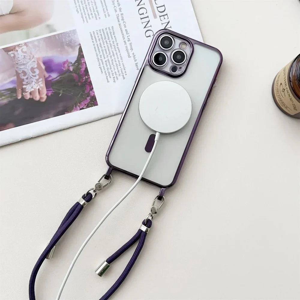 MagSafe-telefoncover med crossbody-skulderrem, beskyttende cover