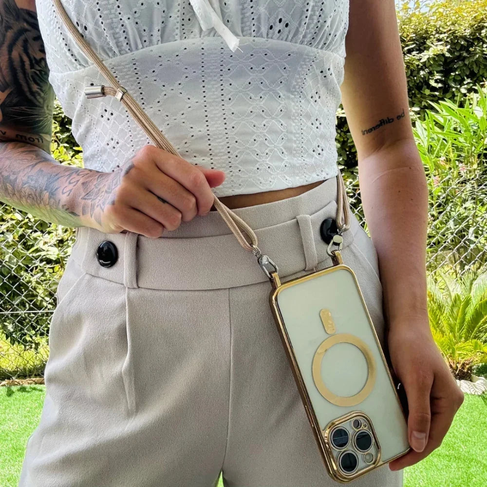 MagSafe-telefoncover med crossbody-skulderrem, beskyttende cover