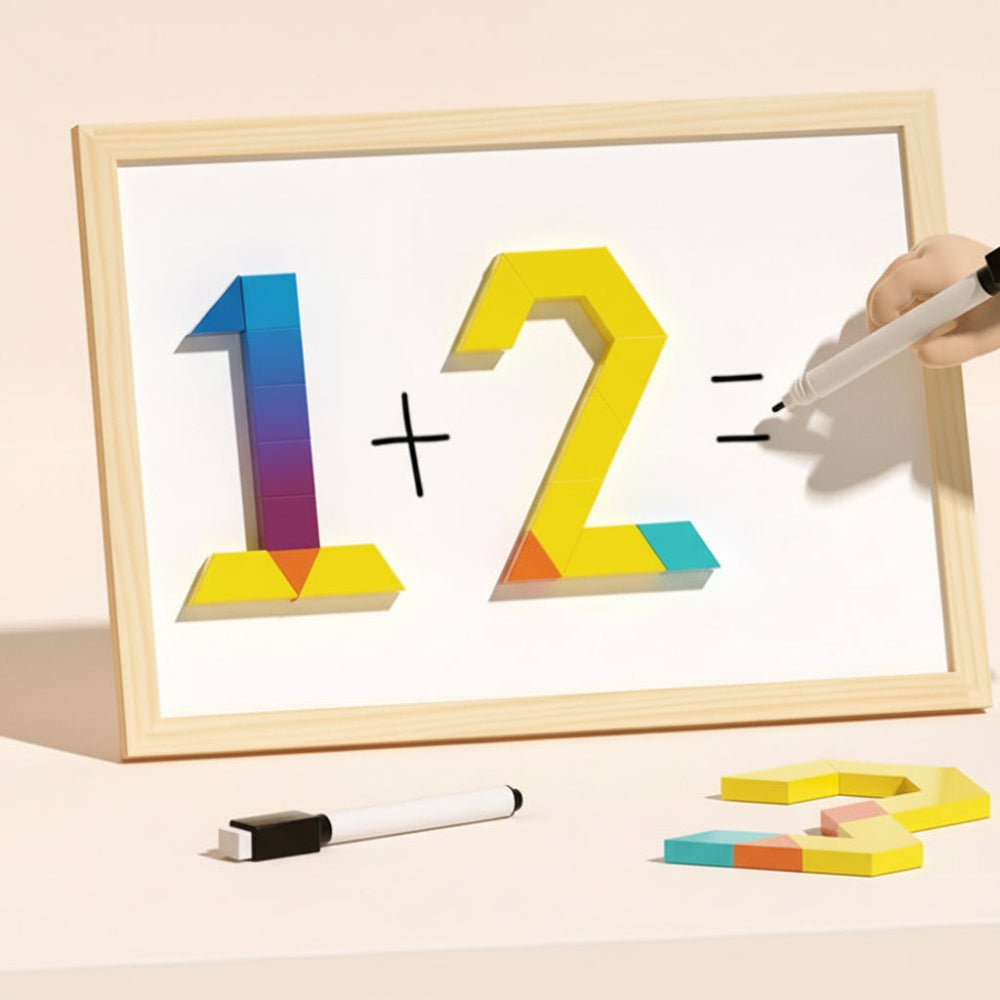 Magnetic Wooden Pattern Blocks STEM Puzzle Educational Learning Toy Set 248 Pieces