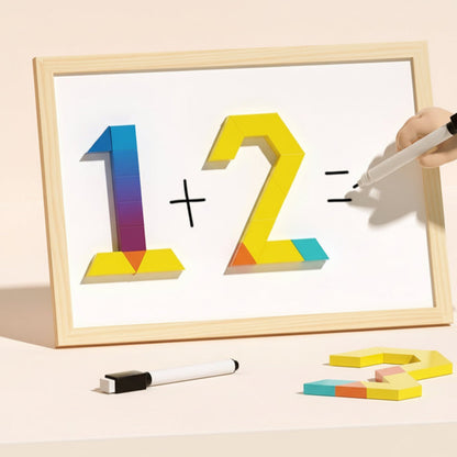 Magnetic Wooden Pattern Blocks STEM Puzzle Educational Learning Toy Set 248 Pieces