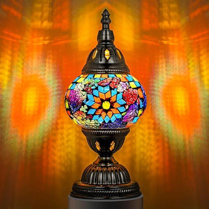 Marrakech Mosaic Glass Table Lamp Handcrafted Bronze Base