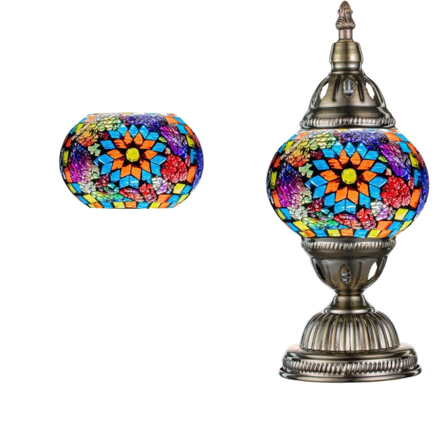 Marrakech Mosaic Glass Table Lamp Handcrafted Bronze Base