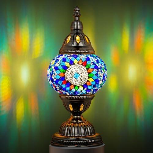 Marrakech Mosaic Glass Table Lamp Handcrafted Bronze Base