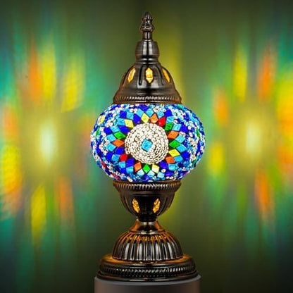 Marrakech Mosaic Glass Table Lamp Handcrafted Bronze Base
