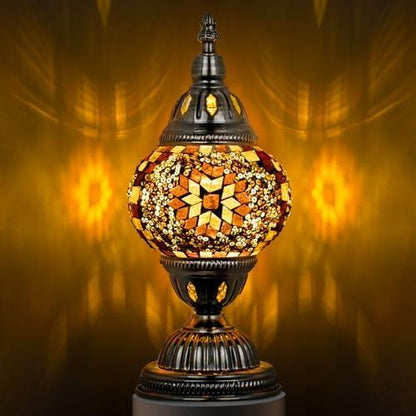 Marrakech Mosaic Glass Table Lamp Handcrafted Bronze Base