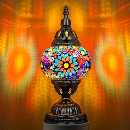 Marrakech mozaïek glazen tafellamp handgemaakt bronzen voet