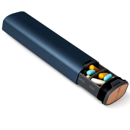 MediEase ugentlig pilleorganisator træ-aluminium pilleæske