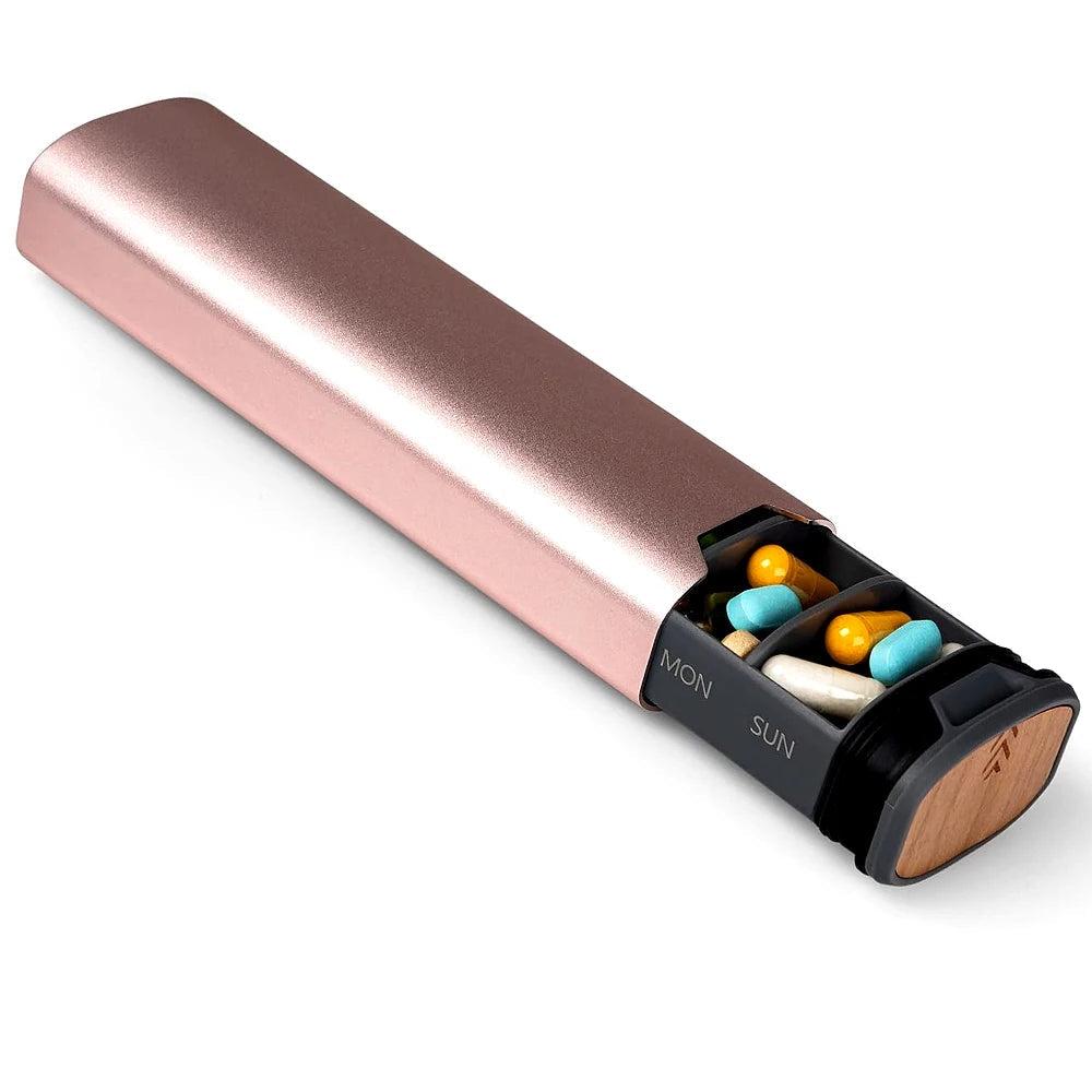 MediEase ugentlig pilleorganisator træ-aluminium pilleæske