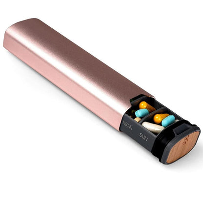 MediEase ugentlig pilleorganisator træ-aluminium pilleæske