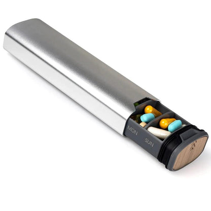MediEase ugentlig pilleorganisator træ-aluminium pilleæske