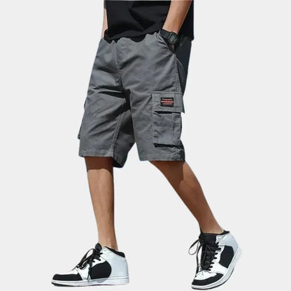 Herre bomulds cargo shorts løs pasform med flere lommer